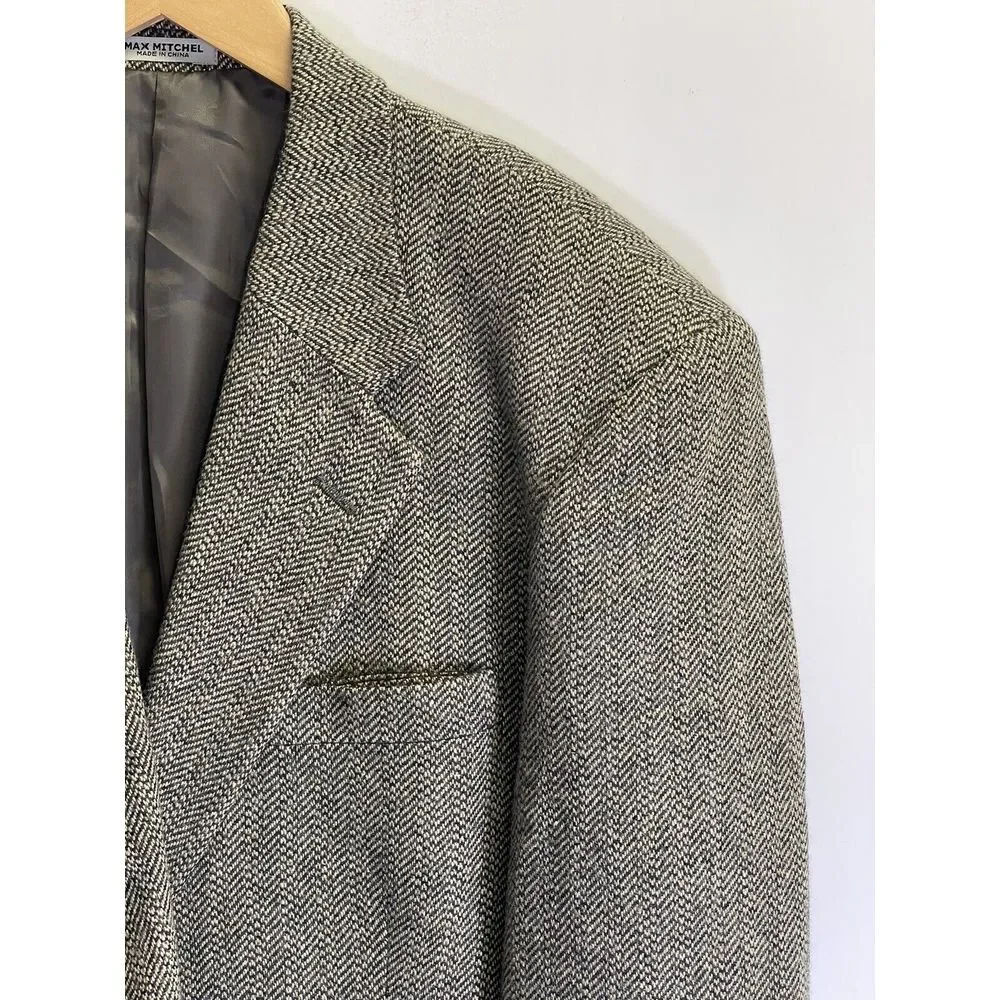 Max Mitchell Mens‎ 42R Blazer Sport coat Jacket Wool blend Black Gray